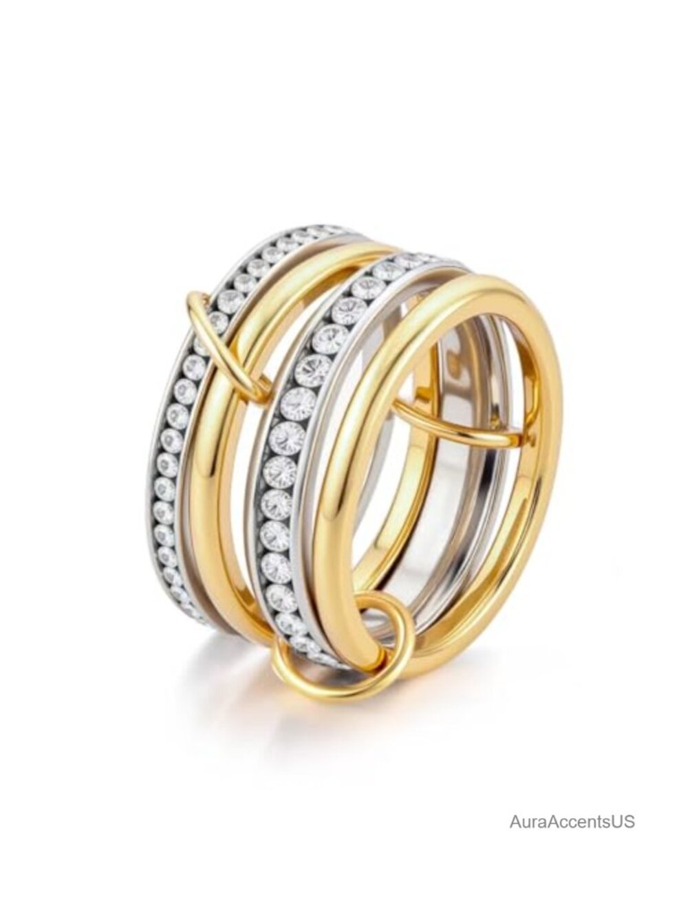 14K Gold Plated Cubic Zirconia Stackable Rings Set